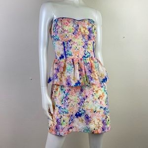 Sugarlips peplum Strapless floral